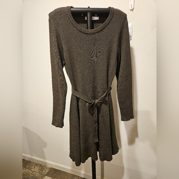 Anrabess Dresses & Skirts - ANRABESS WOMEN'S OLIVE A-LINE BODYCON RIBBED KNIT SWEATER DRESS SIZE MEDIUM